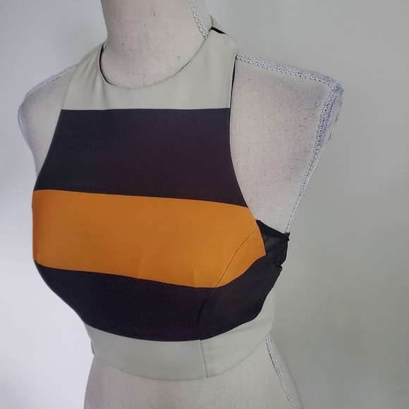 ASOS Striped Mesh Insert Crop Top - Picture 3 of 9